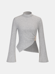 Ribbed Knit Top and Flared Pants Set