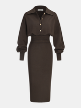 Cinched Waist Knit Shirt Dress