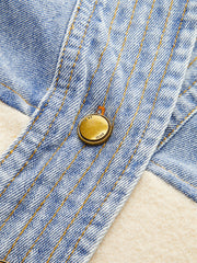 V-Neck Paneled Denim Cardigan