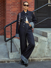 Cuffed Sleeve Denim Jacket