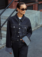 Cuffed Sleeve Denim Jacket