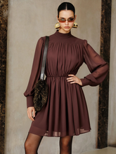 Puff Sleeve Chiffon Ruched Mini Dress