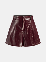 Faux Leather A-Line Shorts