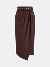 Belted Asymmetric Midi Skirt