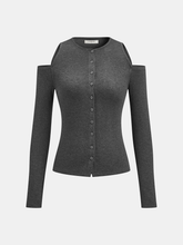 Cold-Shoulder Button-Front Knit Top