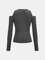 Cold-Shoulder Button-Front Knit Top