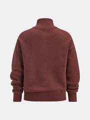 Metal Button Stand Collar Knit Cardigan