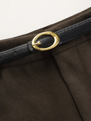 Belted Wool-Blend Straight-Leg Pants