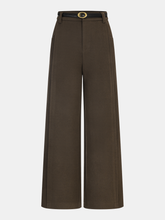 Belted Wool-Blend Straight-Leg Pants