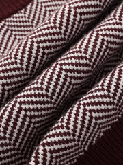 Cinched Waist Herringbone Sweater