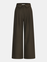 Fold-Over Waistband Straight-Leg Pants