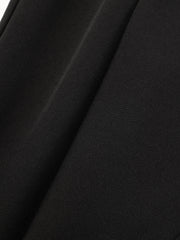 Faux Leather Waistband Straight-Leg Pants