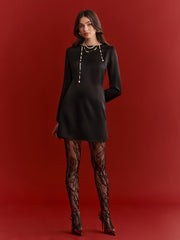 Bow Detail Satin Backless Mini Dress