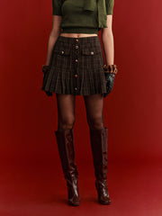 Plaid Wool-Blend Mini Skirt
