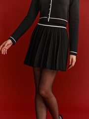 Contrast Trim Pleated Mini Skirt