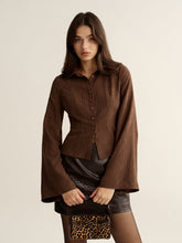 Pinstripe Cropped Fitted Shirt