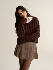 Loose V-Neck Textured Sweater