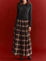 Plaid Flared Maxi Skirt