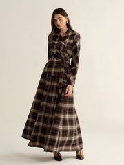 Plaid Flared Maxi Skirt