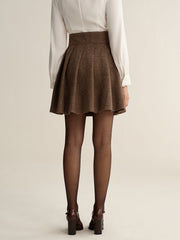 Houndstooth High-Waisted Pleated Mini Skirt