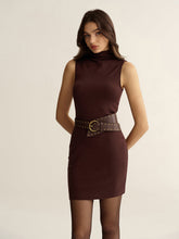 Turtleneck Sleeveless Mini Dress without Belt