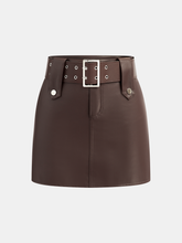 Belted Faux Leather Mini Skirt
