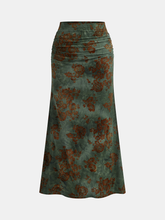 Floral Jacquard Ruched Maxi Skirt