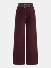 Belted Corduroy Straight-Leg Pants