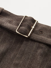 Belted Pinstripe Mid-Waist Wide-Leg Pants