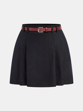 Belted Pleated Mini Skirt