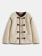 Faux Leather Trim Faux Shearling Jacket