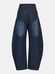 Mid-Waist Denim Curved-Leg Jeans