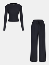Ribbed Knit Top and Drawstring Pants Set