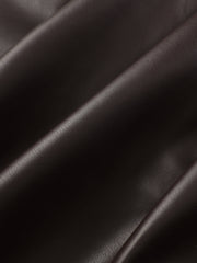 Belted Faux Leather Ruched Slit Midi Skirt