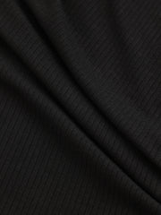 Side Button Asymmetric Lapel Ribbed Knit Top