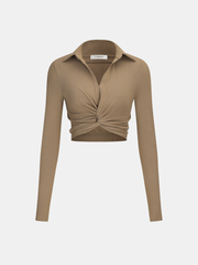 Knit Twisted Cropped Top and Skirt Set