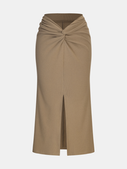 Knit Twisted Cropped Top and Skirt Set