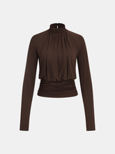 Mock Neck Ruched Modal Long-Sleeve Top