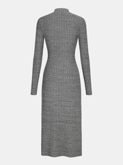 Mock Neck Twisted Side Slit Midi Dress