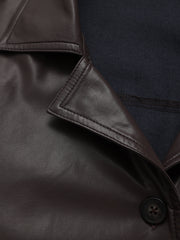 Tie Waist Faux Leather Wrap Shirt