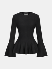 Flared Sleeve Peplum Knit Top