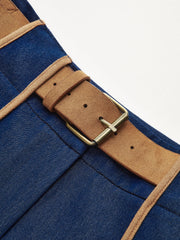 Belted Leather Trim Shorts