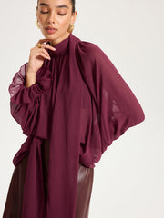 Scarf Neck Semi-Sheer Chiffon Blouse