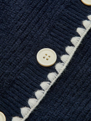 Contrast Trim Tie Neck Knit Vest