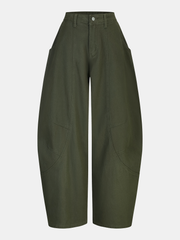 Mid-Waist Curved-Leg Pants