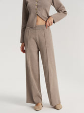 Mid-Waist Knit Wide-Leg Pants