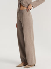 Mid-Waist Knit Wide-Leg Pants