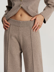 Mid-Waist Knit Wide-Leg Pants