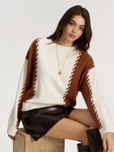Braided Trim Two-Tone Sweater