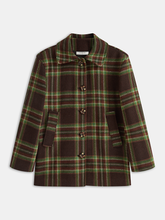 Collared Plaid Button-Front Coat